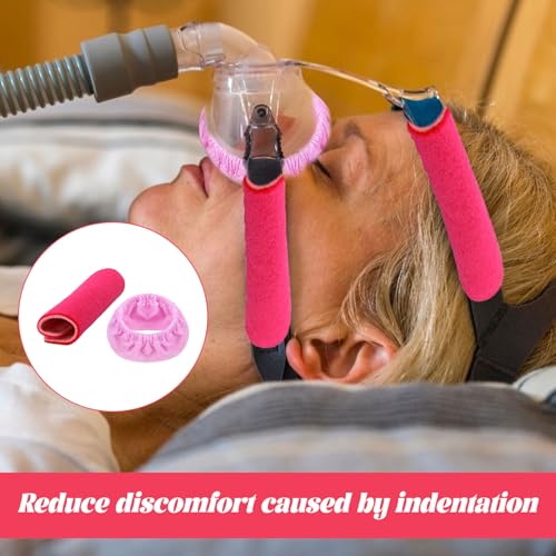 CPAP Mask Liners,6PCS Sleep Apnea Mask Liners with CPAP Anti-Indentation Pads Kit,CPAP Strap Covers,Sleep Apnea Mask Liners for CPAP,Suitable for Full-Face Cpap Masks Universal Size - Pink - Image 5