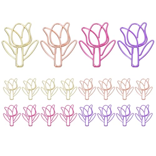 Trombones tulipe en métal multicolore PATIKIL pour bureau et dossier | Lot de 20