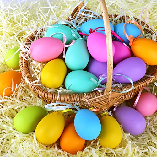 Ivenf Easter Decorations Tree Ornaments - 24 Pcs Hanging Egg Ornaments For Small Tree, Matte Finish With Nice Colors, Kids School Home Office Party Supplies Gifts, Spring Decorations For Home #TOP3