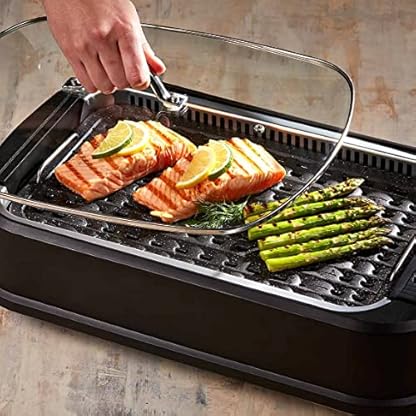 PowerXL Smokeless Grill - Elektro Grill - rauch- & gerucharmer Grillgenuss - mit Grillplatte, Grillrost & Aromafunktion - Anti-Haft-Beschichtung - mit Thermo-Glasdeckel - Indoor Grill - 1500 Watt – Bild 4