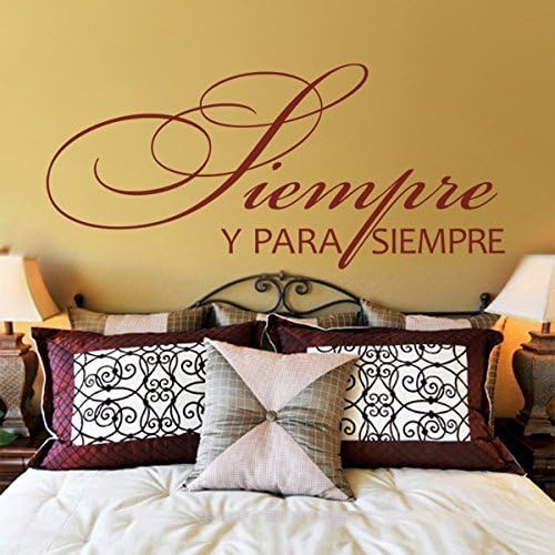 DigTour WallArt Siempre y para Siempre - Vinyl Spanish Wall Decal Spanish Wall Quote Love Wall Graphic Wall Sticker Home Art Decor Dark Brown