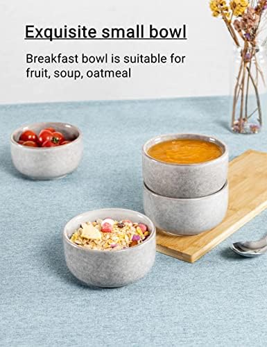 Ceramic Cereal Bowl Set of 4, Hand-Made Kitchen Dessert Bowl for Rice, Pasta, Ice Cream, Soup, Breakfast Serving Bowls, Dishwasher Safe - 450ml, 15oz