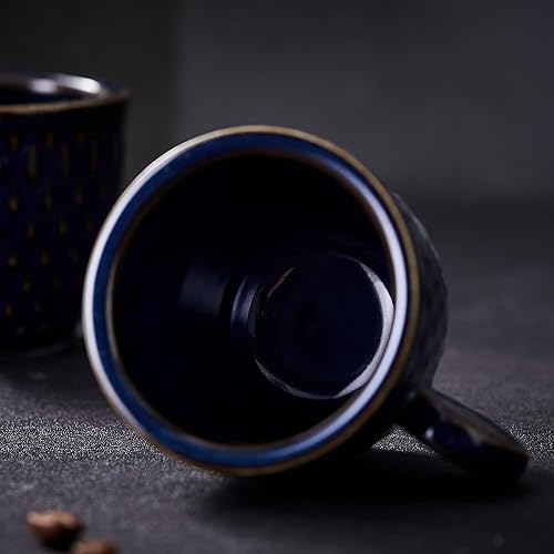 Miniatura 6 de Unique - Tazas de café expreso de cerámica, tazas Demitasse de 3 onzas, juego de 6 tazas de café espresso pequeñas en relieve esmaltado vintage