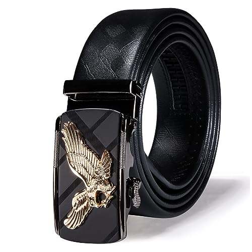 Image of Dubulle Designer Men's Belts, Ratchet Leather Sliding Buckle Dress Belt