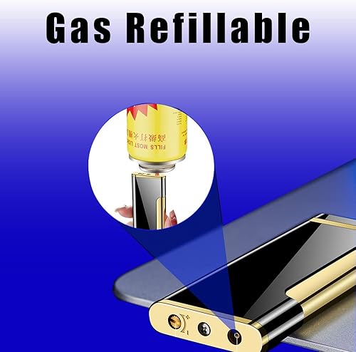 Mini encendedores de antorcha, encendedor de llama de chorro con esfera de llama ajustable, portátil, ultrafino, butano, recargable, gran regalo