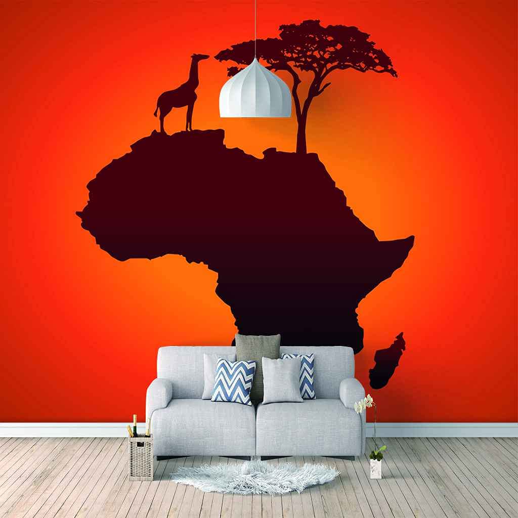 Papier peint canevas 3D girafe auto-adhesif impression HD grand format 300x210 cm