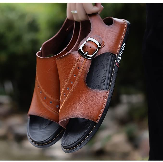 Sandals Men Classic Walking Slippers Outdoor Casual Slides Lightweight Comfortable Slippers Beach Shoes(40 Code)3