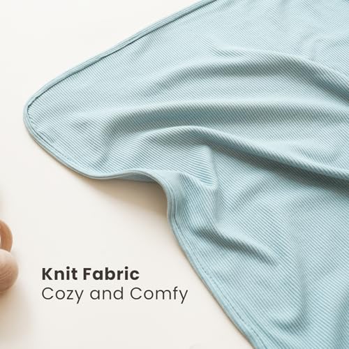 Image of Konssy Ribbed Knit Baby Blankets 2 Pack, Stretchy Lightweight Swaddle Blanket for Boys & Girls, Soft Cozy Receiving Wrap for Newborns, Infants, & Toddlers, 33x42 Inch