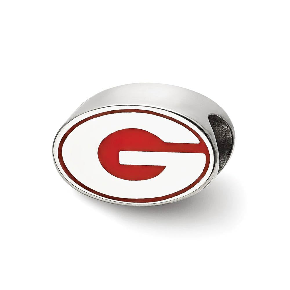 Sterling Silver University of Georgia G Enameled Logo Bead Charm