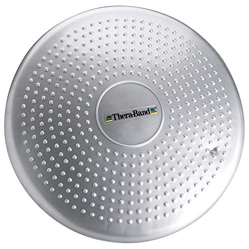 TheraBand Stability Disc for Balance Training, Inflatable Balance Trainer, Round Core Cushion for Office Chair, Round Sport Stability Trainer, Physical Therapy Equipment to Improve Posture, Silver