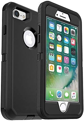 iPhone 7 Defender Case MAET iPhone 8 Defender Heavy Duty Case Built-in Screen Protector Rugged Rubber Case Compatible iPhone 8 & iPhone 7-Black