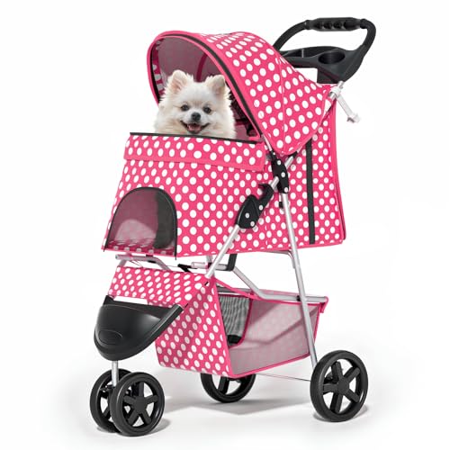 MoNiBloom 3 Wheels Pet Stroller for Small/Medium Dogs & Cats