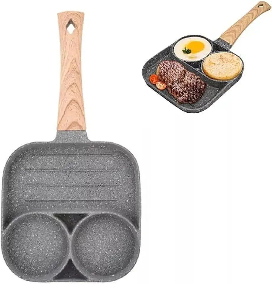 Frigideira Antiaderente 3 em 1 Para Ovos Omelete Hamburguer Pratica e Eficiente Muito Facil Para Limpar