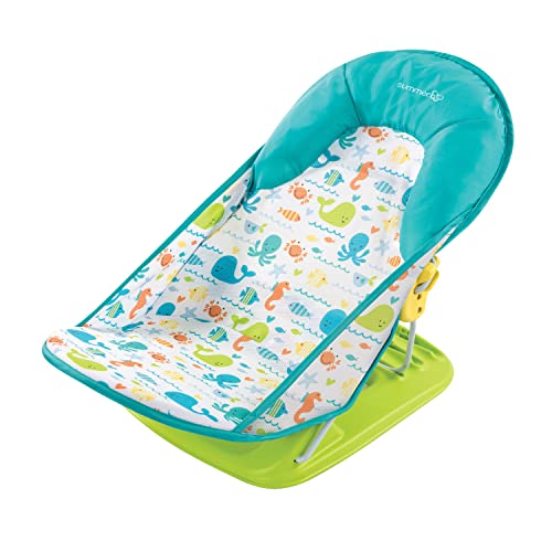 Image of Summer Infant Deluxe Baby Bath Seat, Adjustable Support for Sink or Bathtub, Includes 3 Reclining Positions - Whalin' Around