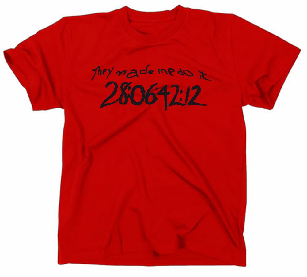 STYLETEX23 Donnie Darko They Made Me Do It T-Shirt, red, L