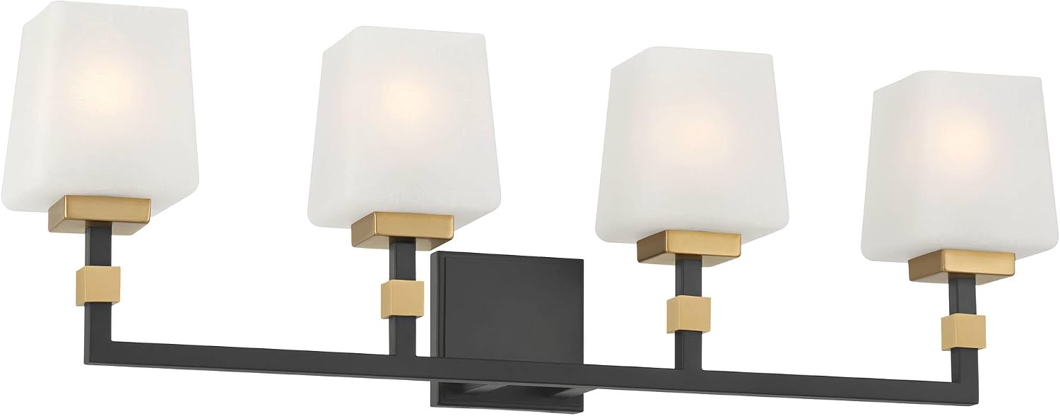 Possini Euro Design Possini Euro Beauregard 30" Wide Black and Gold 4-Light Bath Light