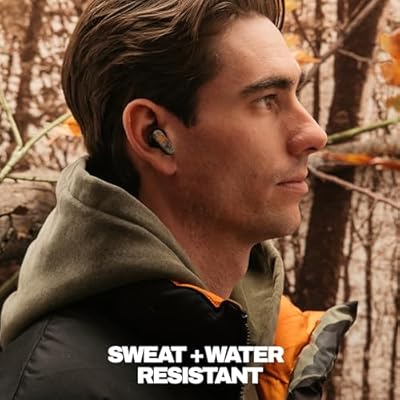 Skullcandy Dime Evo Wireless Earbuds, Bluetooth Headphones, Noise Isolating Fit, Up to 36 Hours Battery, Microphone, Easy Carry with Clip-Anywhere Case - Realtree APX Black/Orange