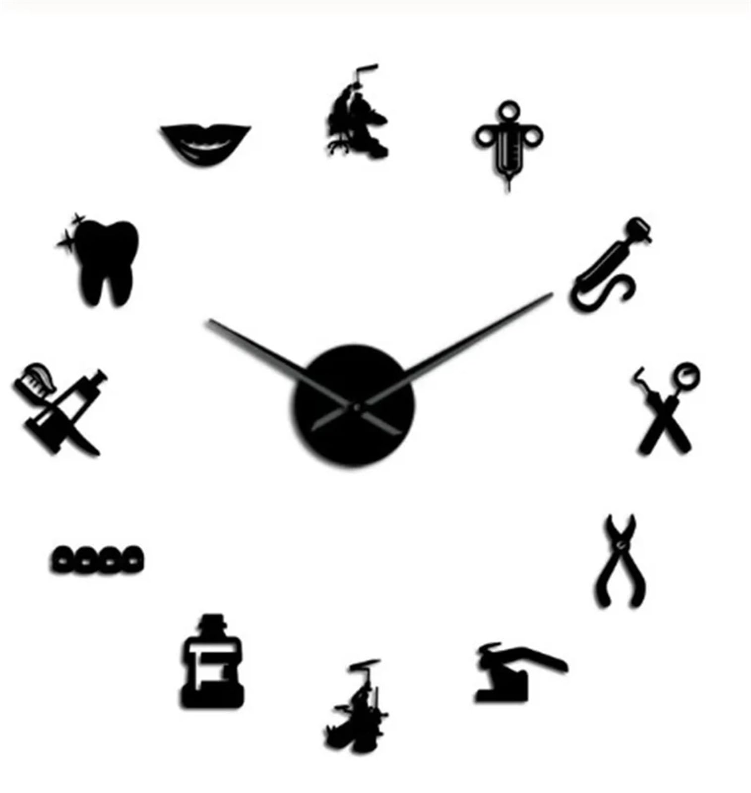 VFDVSWZSA Stylish wall clock, Sticker Dental Practitioners Dentist Tools Clinic Stomatological Hospital Orthodontics Room Decor(Black)