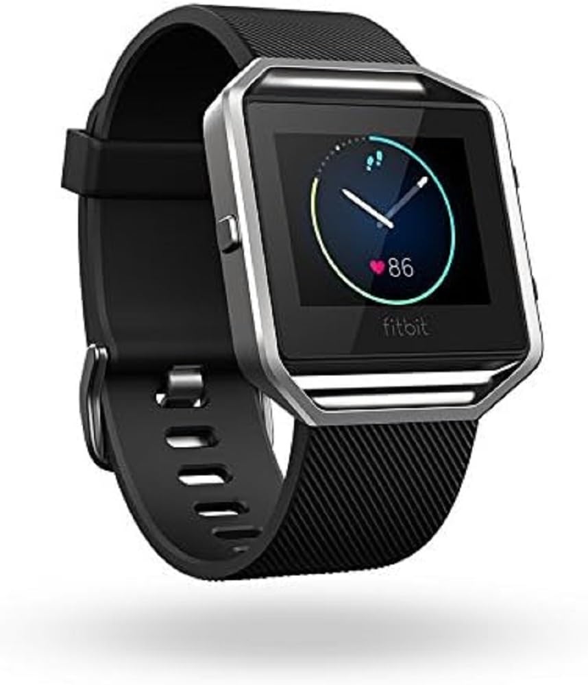 Fitbit Blaze Smart Fitness Watch Time Display Black Silver Large 6 7 - 8 1 Inch