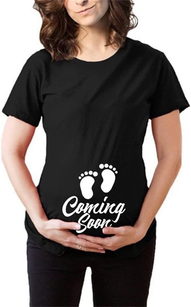 T-Shirt Maternité Femme Col Rond Manches Courtes – Imprimé Drôle Grossesse, T-Shirt Enceinte Confortable Et Tendance, Cadeau Future Maman