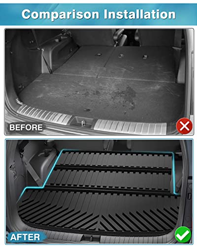 Mixsuper Cargo Liners Compatible With 2020-2023 Hyundai Palisade (Behind The 2Nd Row Seats) Palisade Accessories All Weather Rear Cargo Trunk Floor Mats Black #TOP2
