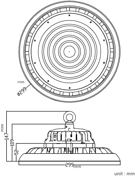 Miniatura 3 de Q QINGCHEN Luz LED blanca de 4000 K de alta bahía de 150 W 0-10 V Dimmalbe, certificado ETL UFO High Bay LED Shop Light para fábrica, trabajo,
