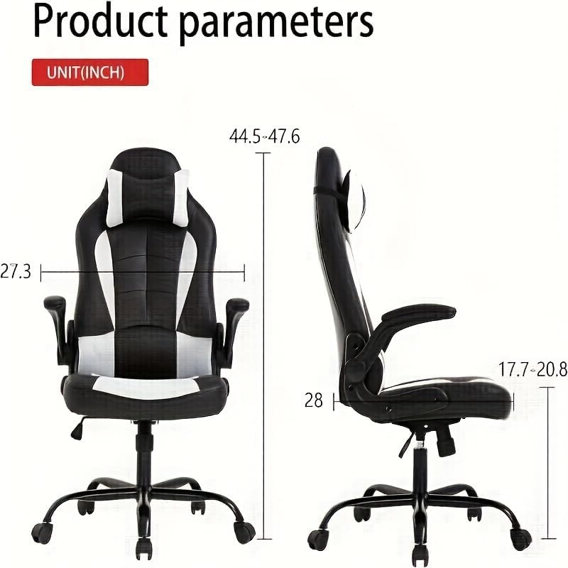 Miniatura 2 de Silla de juegos para PC, silla ergonómica de oficina de masaje ajustable en altura con giro de 360 grados, asiento ancho y reposacabezas, color