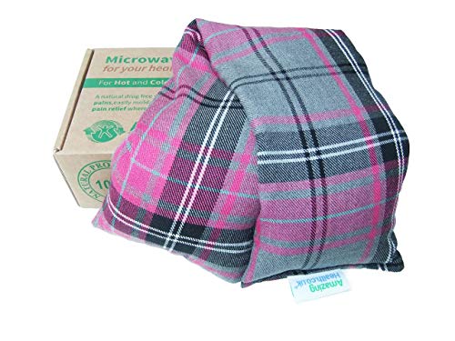 Unscented Microwave wheat bag-UK Made - NON Scented Pink Tartan Cotton Made in Britain