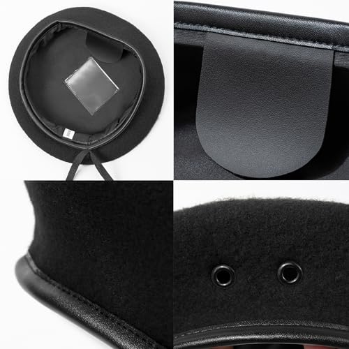 Gajaous British Military Berets for Men and Women,Wool and Leather Army Beret Hats 3 Packs