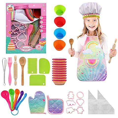 Ballery Kids Baking Set, Kids Cooking and Baking Set for Age 3-8, 38 Pcs Baking Kit with Kids Apron Kids Baking Chef Set Chef Role Play Kitchen Toy Easter/Festivals/Birthday Gifts/Toys Cover