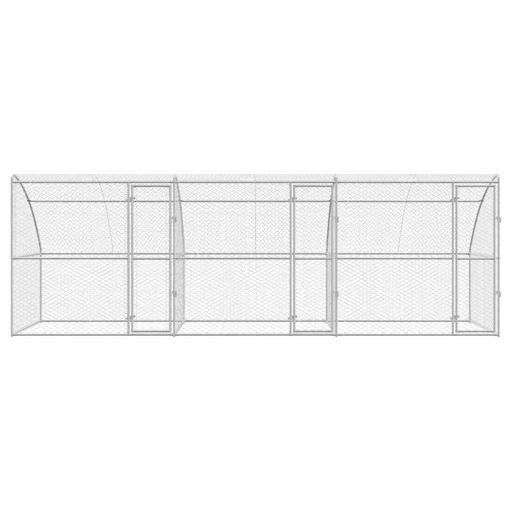 Gabbia per cani in acciaio zincato, 600 x 200 x 200 cm, 3 pezzi, argento, con tetto a rete e sistema di serratura, ideale come cuccia per cani, cuccioli, recinto per giardino, terrazza