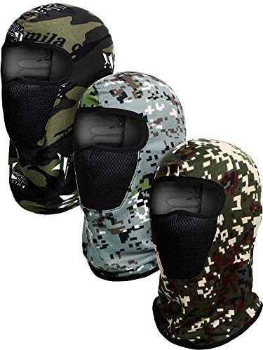 3 Pieces Balaclava Face Mask Motorcycle Ski Mask Scarf Windproof Camouflage Fishing Hat Face Cover for Sun Protection (Mixed Camouflage, Camouflage Blue, Camouflage Navy Green)