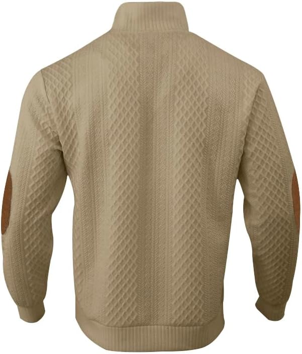 TAFLE Men's Block Striped Sweatshirt Casual Outdoor Long Sleeve Stand Collar Pullover Sweatshirt Button Quarter Sweater - Image 8