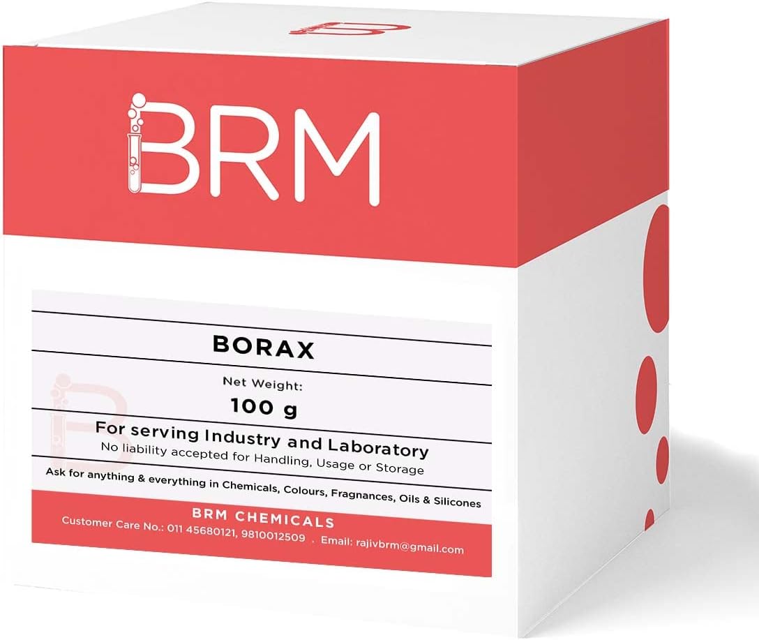 BRM Chemicals Borax - Sodium Tetraborate - 100 Grams For Domestic Use, Cosmetic Making & DIY Personal Care For Face, Hair, Skin & Body