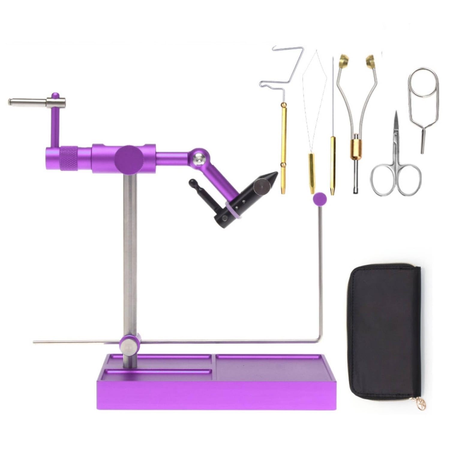 Desktop Fly Tying Kit with Tools Weighted Fly Tying Vise with Tools Adjustable Rotary Vise Complete for Anglers, Hobby Stations, Violet|Fly Tying Vises & Tools|Sporting Goods-image-21