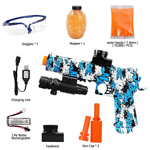 Pogdik Electric Gel Gun Blaster M1911 Splatter Ball Blaster Automatic, With 10000+ Eco-Friendly Water Beads Ammo 7-8Mm, Fun Team Shooting Games For Boys And Girls Adults 14+ (Blue) #TOP5