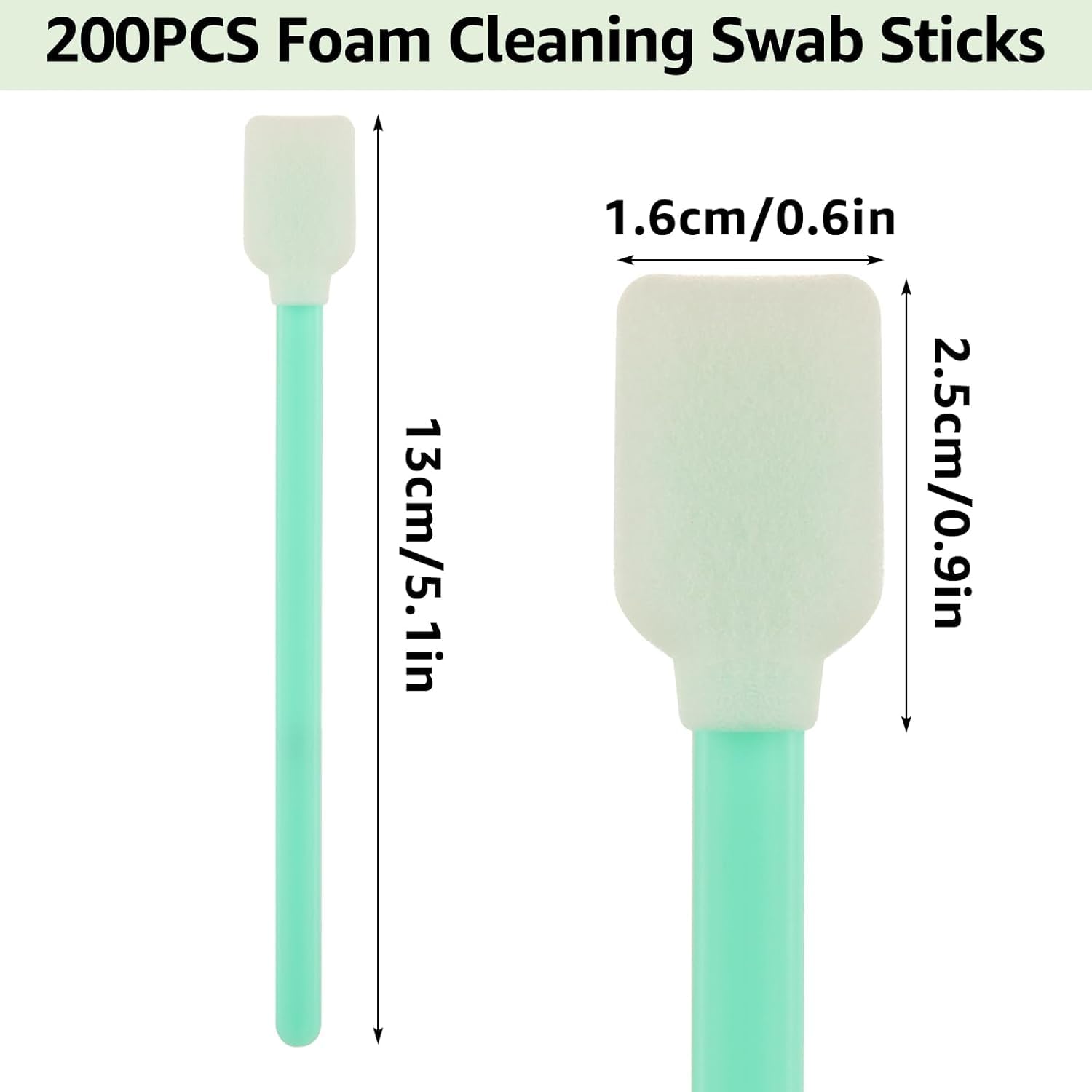 Square Foam Cleaning Swab Sticks, Foam Tip Cleaning Swabs, Rectangle Foam Cleaning Swabs, Square Tip Swabs Sponge Stick for Camera, Optical Lens, Optical Equipment, Green (Green) - Image 3