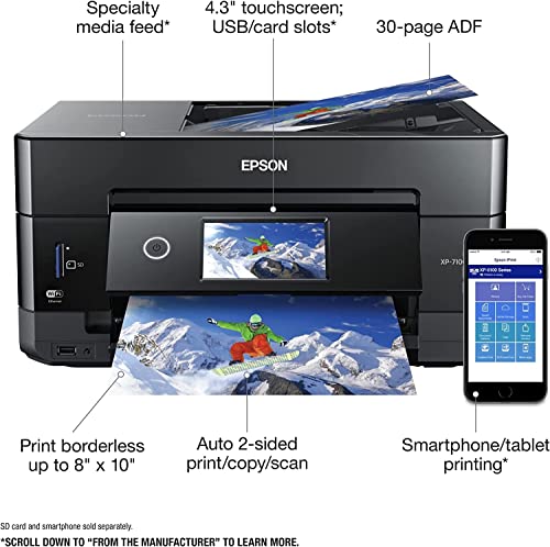 Epson XP-7100 All-In-One Color Inkjet Printer - Print Scan Copy - 15 Ppm, 5760 X 1440 Dpi, 8.5 X 14, Auto 2-Sided Printing, 30-Page Adf, Card Slot, Printable Cd/Dvd thumb #1