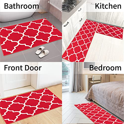 Kitchen Rugs Kitchen Mat Set Of 2 Kitchen Rug Non-Slip Kitchen Rugs And Mats 47.3X17.3/31.5X17.3 Inch Floor Mat Doormat Runner Rug For Kitchen, Laundry, Living Room, Bedroom, Bathroom, Front Door #TOP4