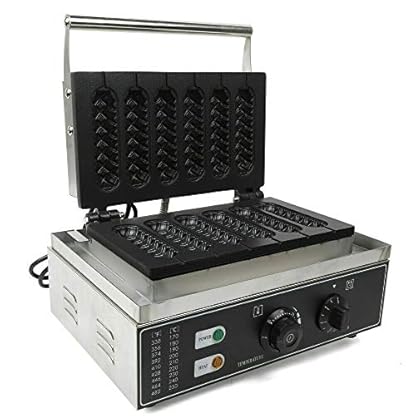 1500W Kommerzielles Waffeleisen Edelstahl Profi Waffeln Am Stiel Waffelsticks Corn Dogs + Timer
