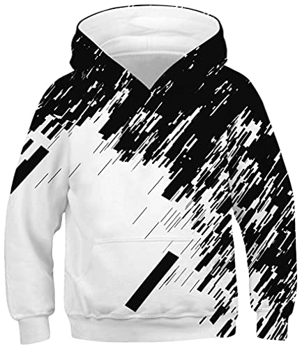 Ocean Plus Niño Colorido 3D Sudaderas con Capucha Adolescentes Pull-Over Kids Sudadera Manga Larga Hoodie (XL (Altura: 155-160cm), Sombra en Blanco y Negro) Cover