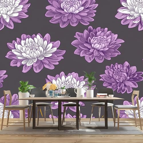 Papier peint panoramique violet imperméable déco murale fleurs 200x140 cm - 4