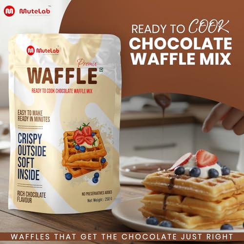 Image of Mutelab Waffle & Pancake Premix, Chocolate Flavor, 1kg | Ready to Cook, Rich Chocolate Flavor, No Preservatives Added