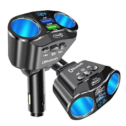 2 Zigarettenanzünder Verteiler, USB Zigarettenanzünder Adapter Auto, 12V/24V, 90W Autoladegerät Doppelsteckdose für Handy GPS Dash Kamera, Kompatibel Bluetooth und Tablets