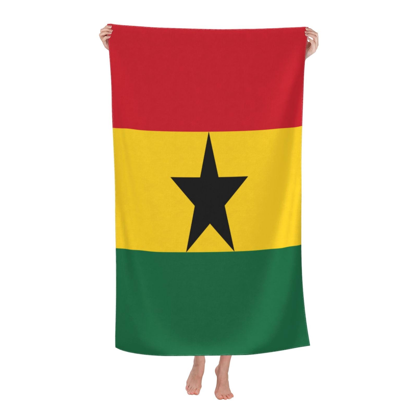 LSRCPD Beach Towels Ghana Flag Bath Gym Swimming Yoga For Adults Women 80X130Cm