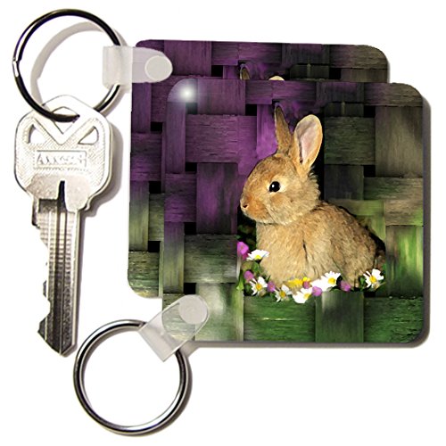 Porte-clés Lapin 3drose rectangulaire de 5,7x11,4 cm comme accessoire de sac et trousseau