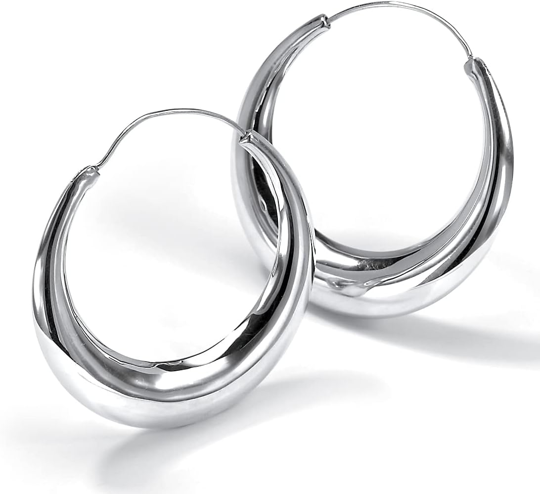 PalmBeach Sterling Silver Polished Hoop Earrings (47mm)