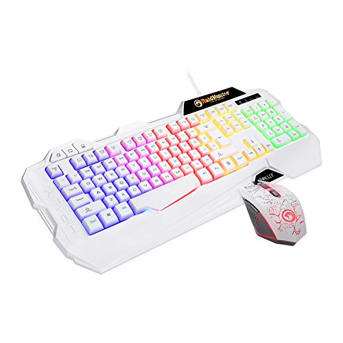 HIRALI X-31 LED Rainbow gaming keyboard and mouse (White)