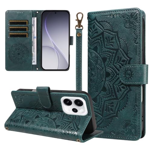 Étui portefeuille OPPO Reno 11 Pro 5G clapet rabat cuir vert