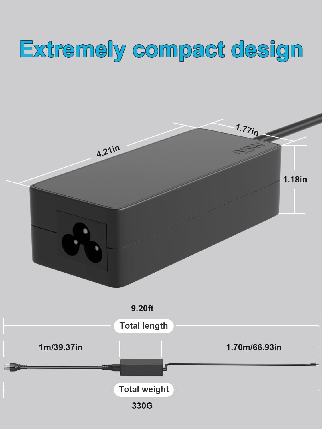 65W USB Type C Charger Compatible with Lenovo Yoga Slim/Duet/Book 6 7 9 5G 7i 9i 2-in-1 Yoga 720 730 S730 C740 910 920 C930 C940 S940 C630 15” 14” 13” Series Laptop Replacement Power Adapter